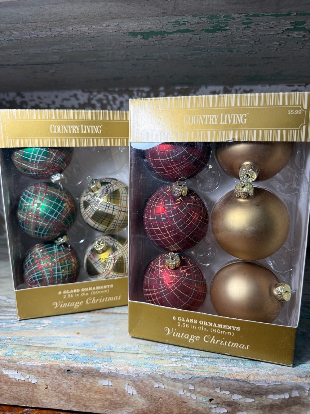 🎄 Vintage - Vintage Christmas Glass Ornament Set Country Living